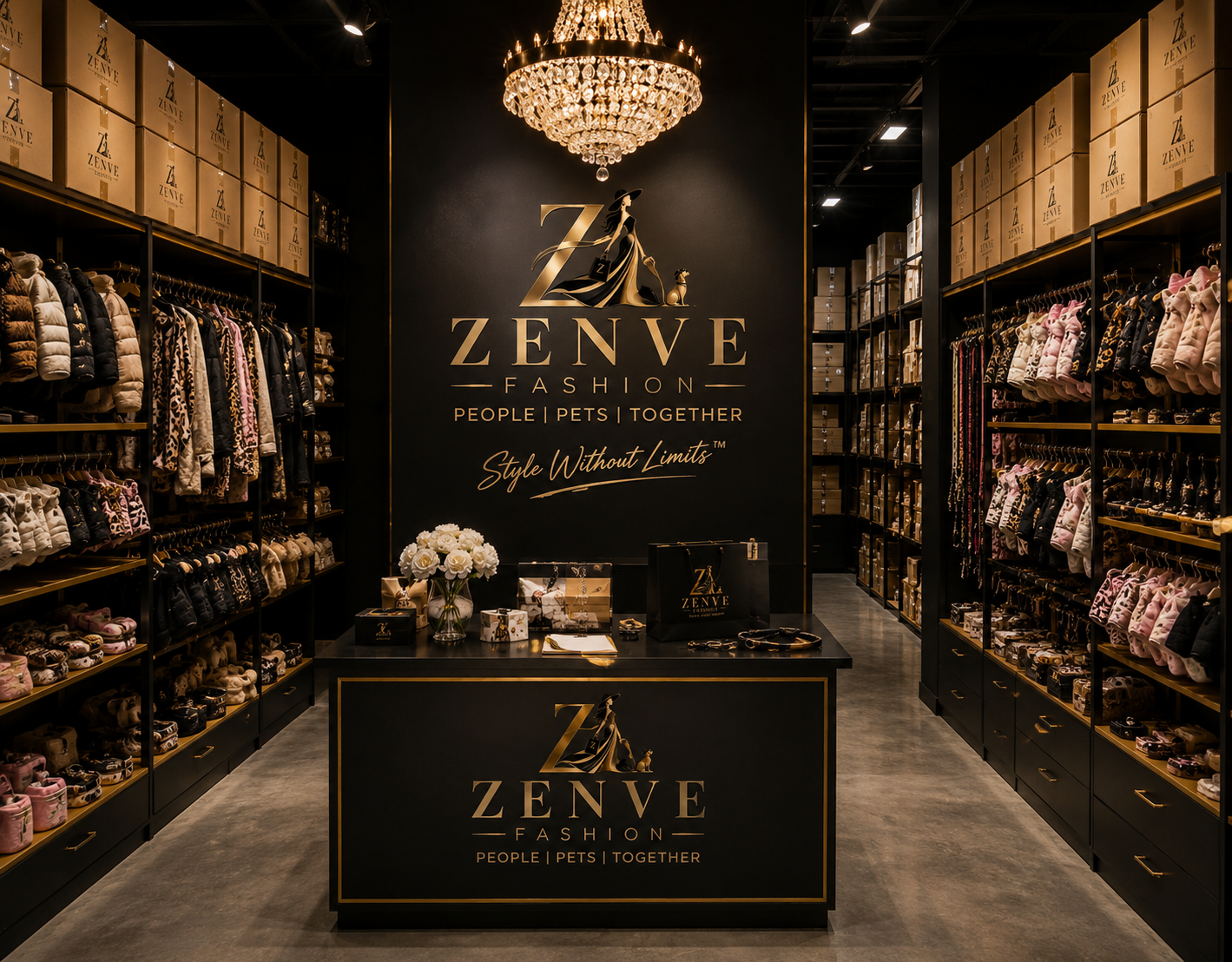 Zenve pet fashion inventory hub in Kochi with seasonal pet collections and packing area